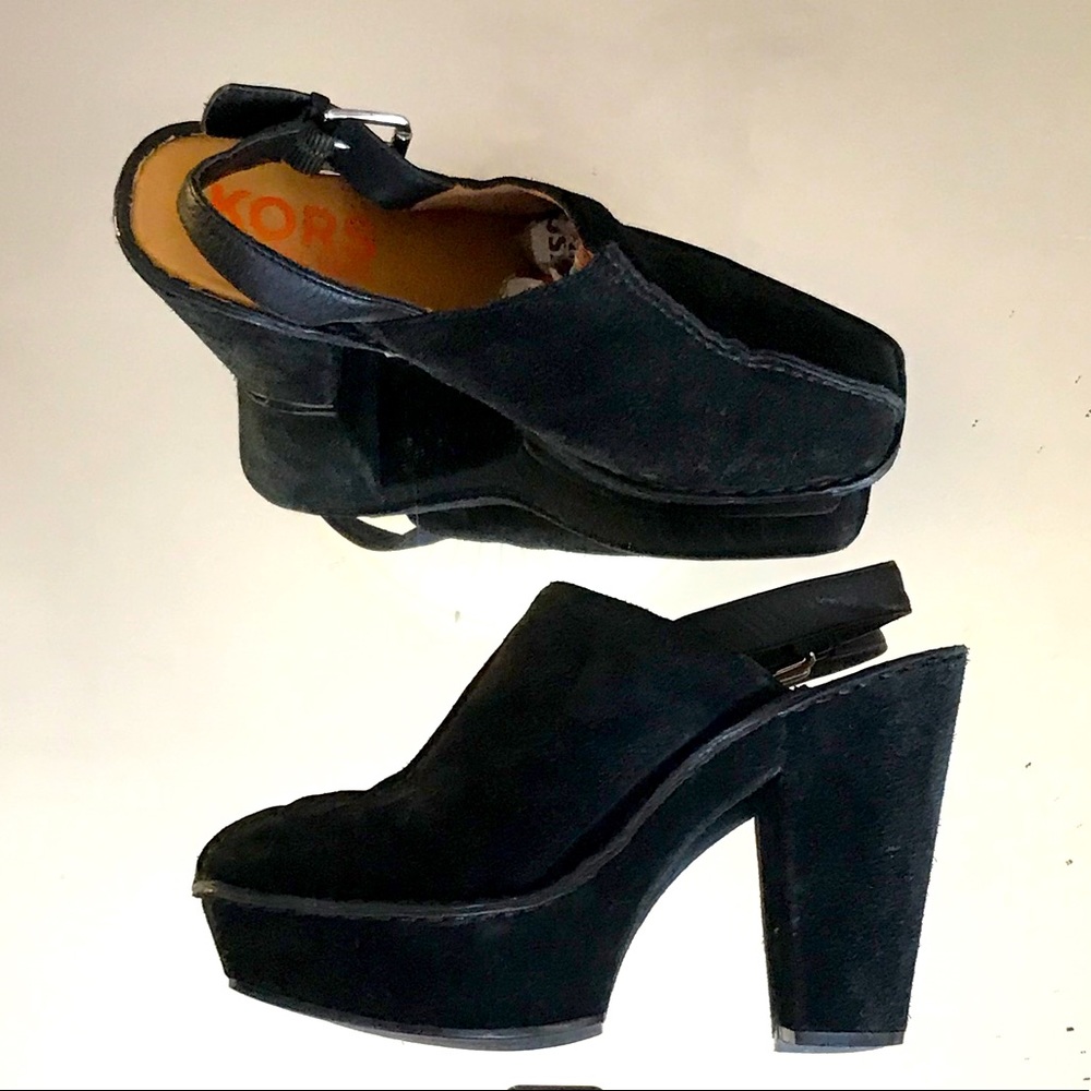 Y2K Michael Kors Platform Mules Black Suede Sz 8.5